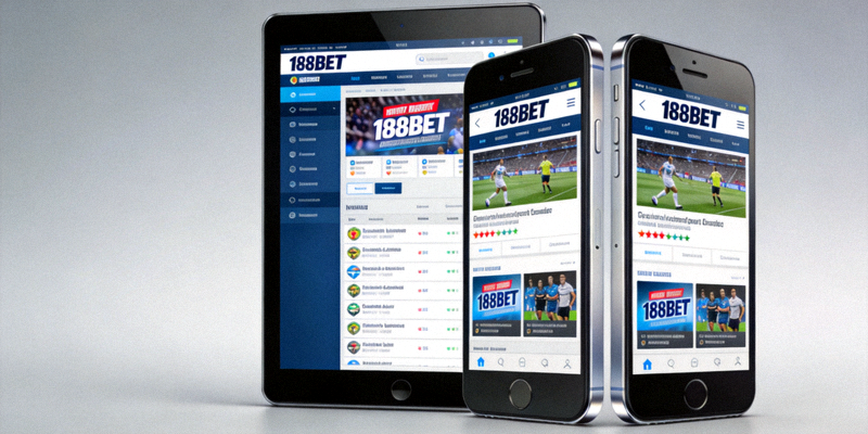 스마트폰과 태블릿에서 188BET 웹사이트가 표시된 모습