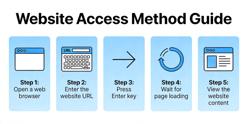 웹사이트 접속 방법을 설명하는 다이어그램 이미지